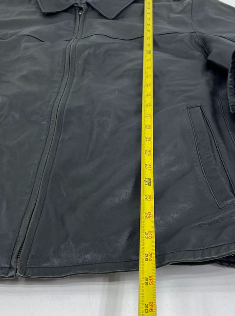 Vintage 90s Members Only Leather Bomber Full Zip Jacket Black Sz L