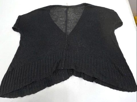 Free People Charcoal Gray Open Knit Drapey Snap Side Cardigan Sweater Women's L