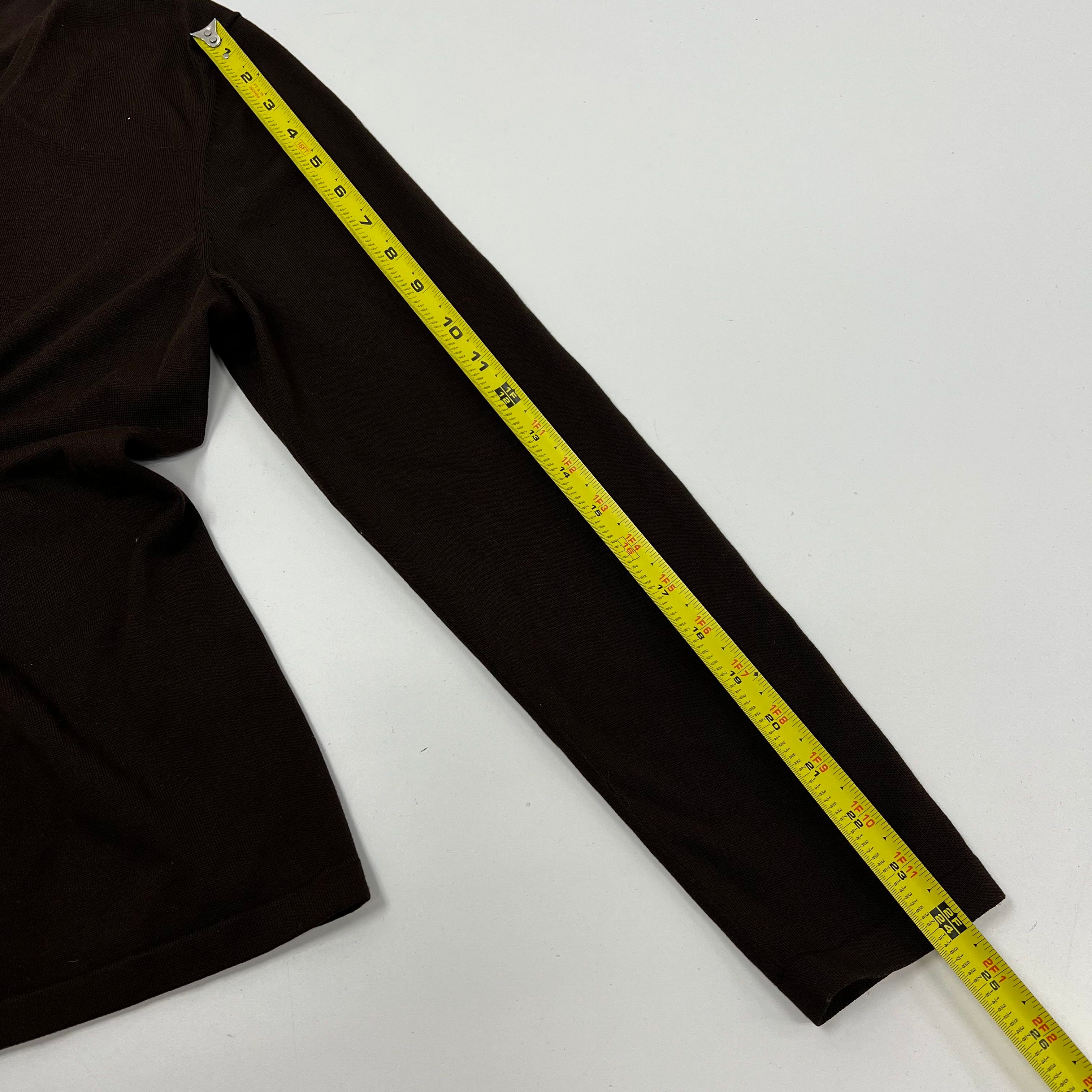 Lafayette 148 New York Brown Long Sleeve Silk Blend Size Large