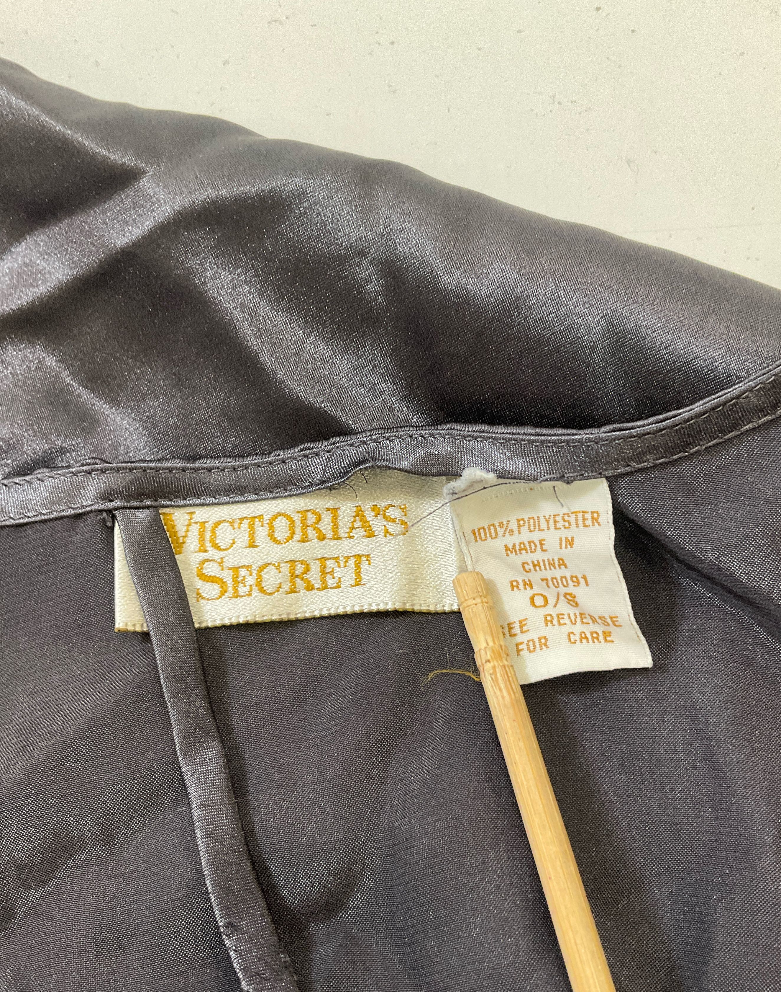 Victoria's Secret Gold Label Women's Gunmetal Gray Satin Kimono Robe Size O/S