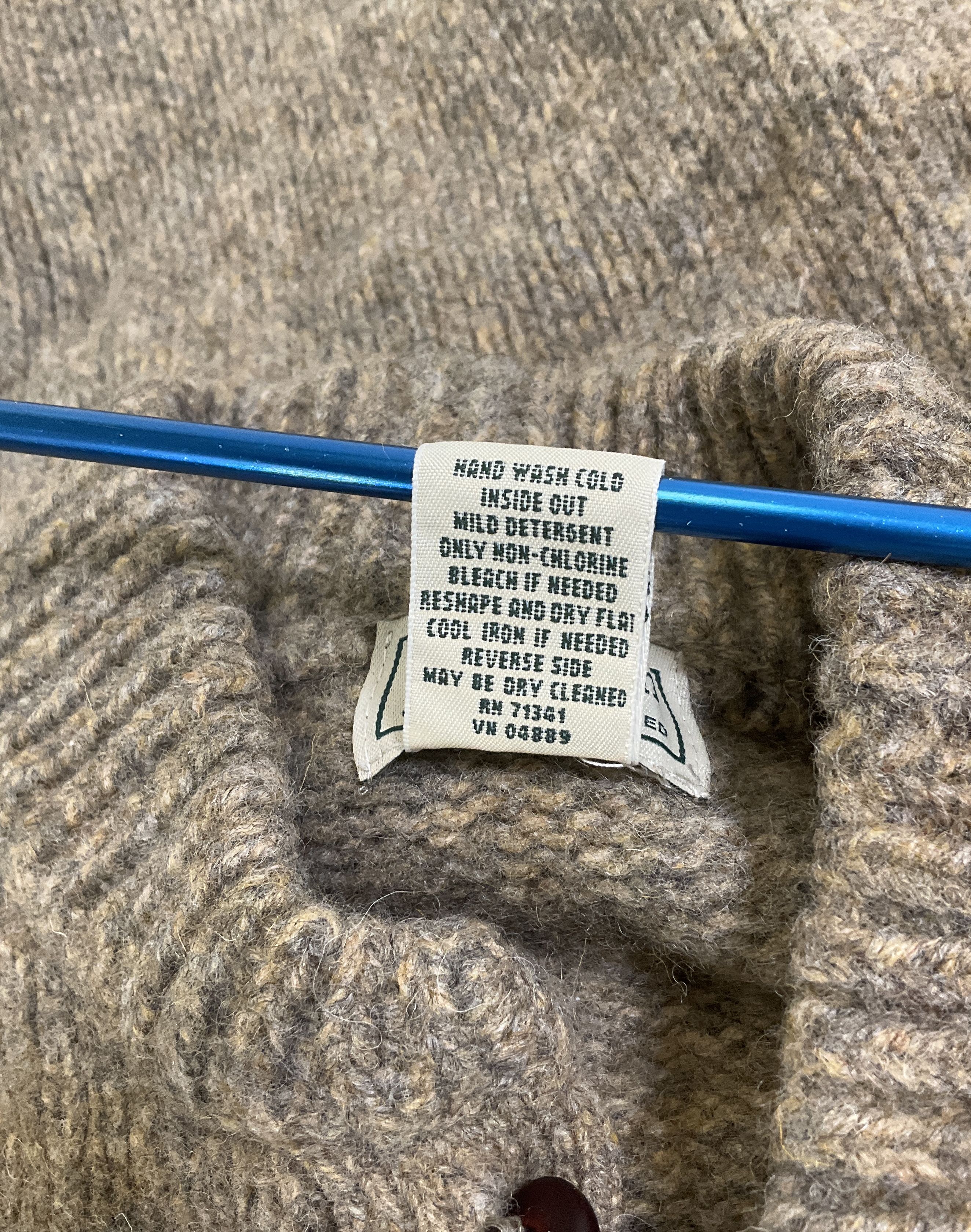 LL Bean Brown Heathered Lambswool Mock Neck Henley Sweater Men's M