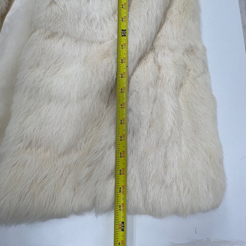 Vintage 70s 80s Rabbit Fur Coat Fox Fur Trim Full Length Winter Jacket