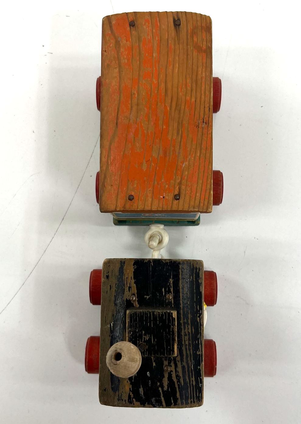 Vintage 1950s Fisher Price #999 Huffy Puffy Train Wood Pull Toy Litho