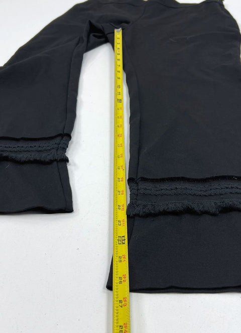 Fuzzi Black Cropped Flare Fringe Hem Stretch Pants Women's Size L