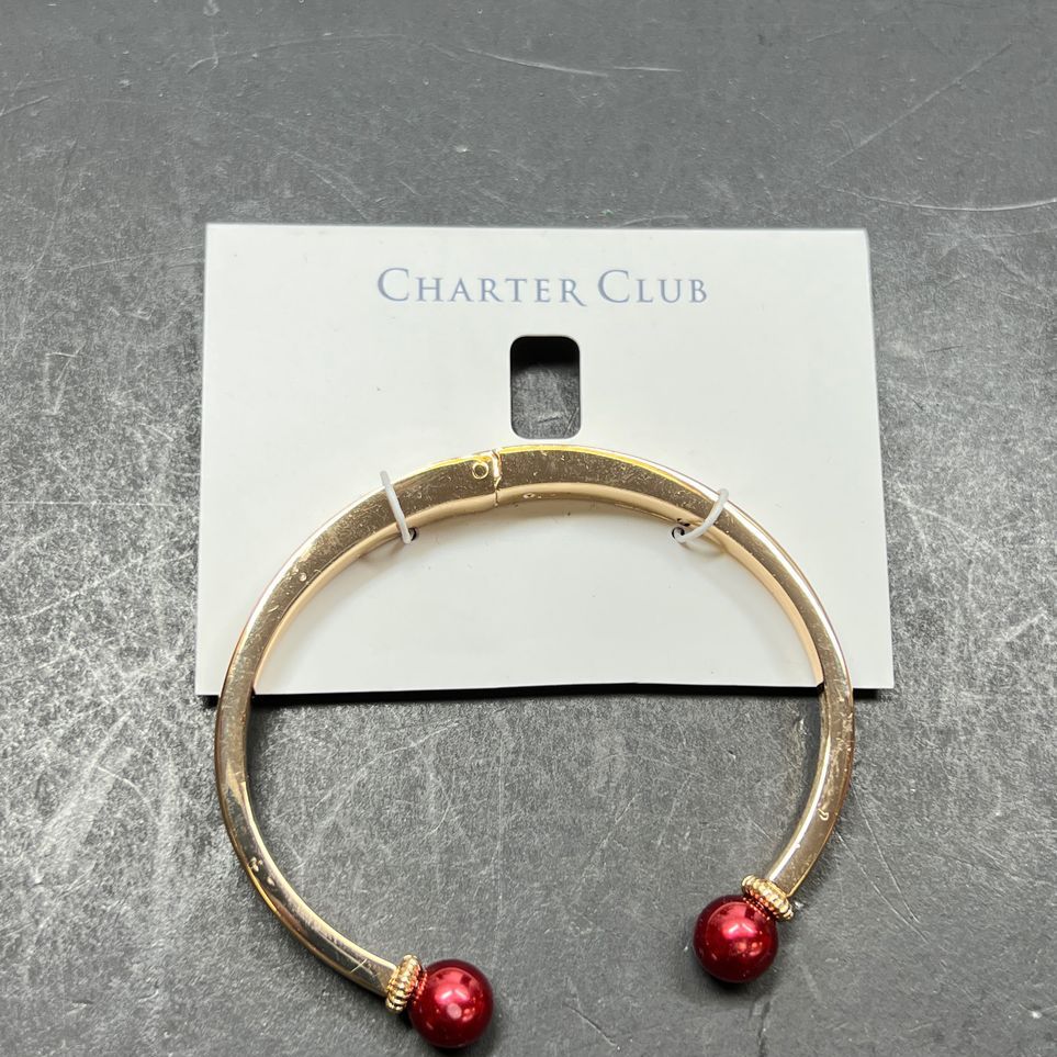 Charter Club Gold Tone Red Faux Pearl Bracelet NWT
