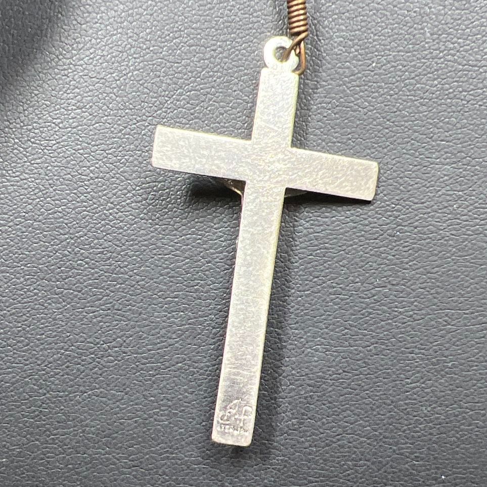 Vintage Blue Beaded Sterling Silver Crucifix Rosary