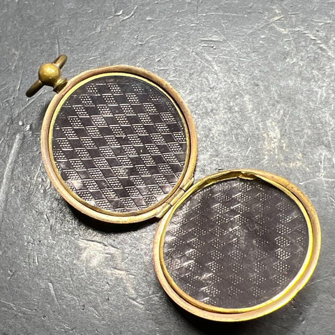 Antique Victorian Brass Pocket Watch Style Locket Dented