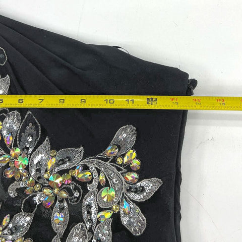 Let's Fashion Vintage Y2K Black Embellished One Shoulder Prom Gown Dress Womens