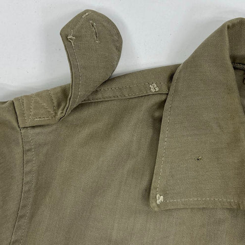 Vintage 70s Spanish Military M-64 Olive Field Shirt Jacket Distressed Men's L