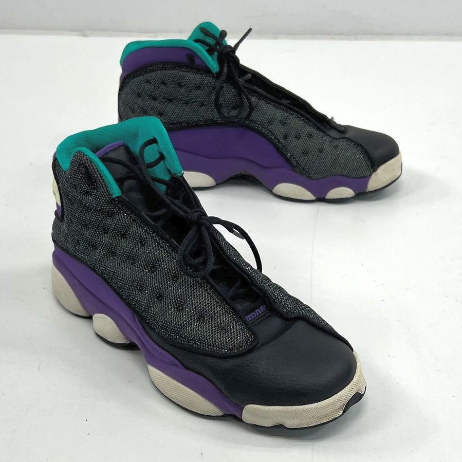 COA Girls' Nike Air Jordan 13 GS Black Atomic Teal Purple Shoes Size 6.5Y