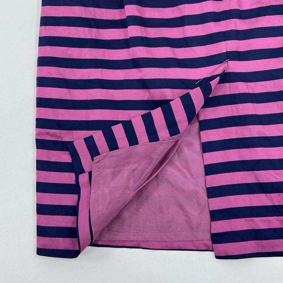Women's Corey Lynn Calter Pink Blue Striped Fitted Sleeveless Short Dress Size 4