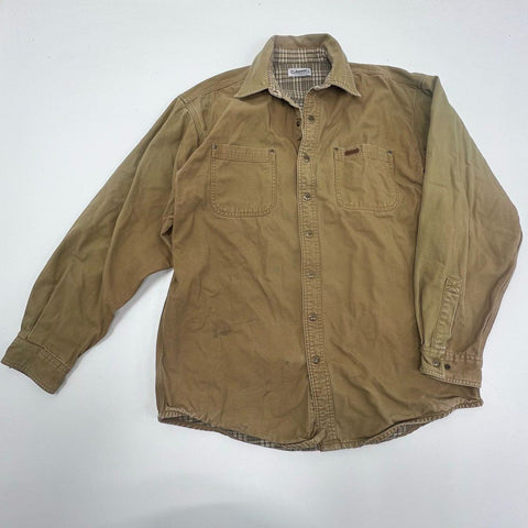 Vintage Y2K Carhartt S96 Brown Flannel Lined Shirt Jacket Men's L Tall