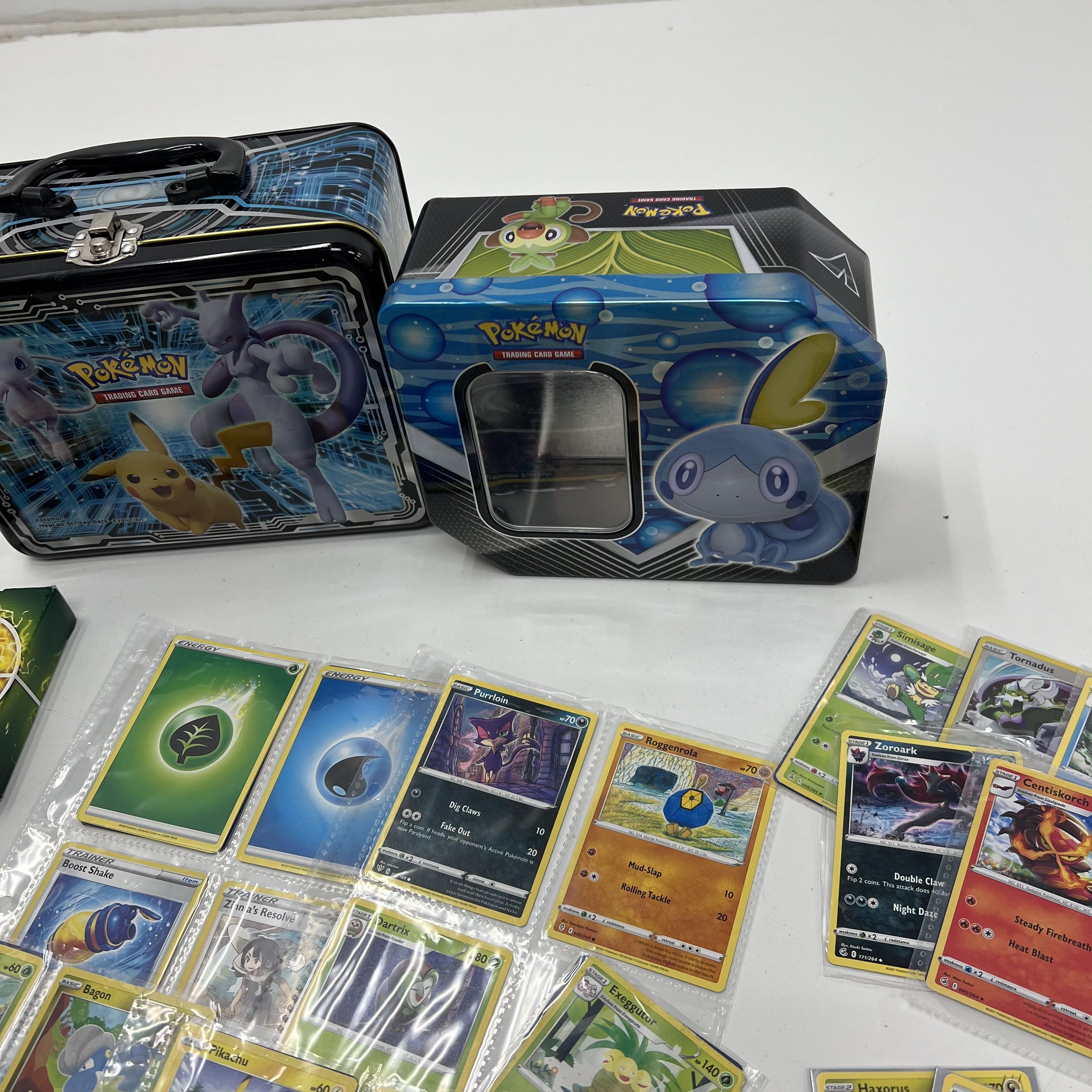 Pokemon Card Lot Modern Holo Hoopa V with 2 Tins Collector Chest & Binder