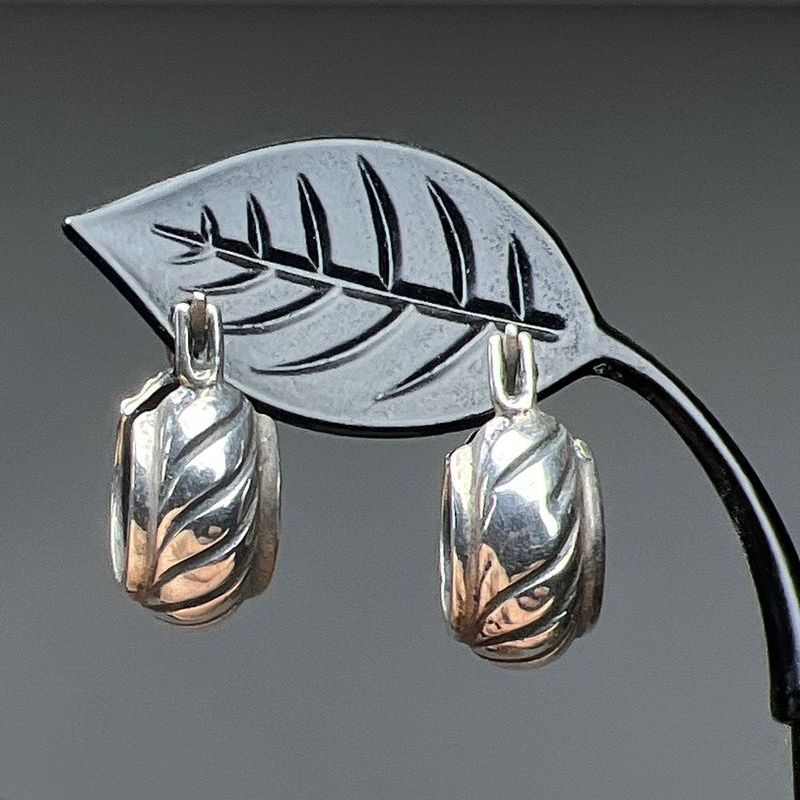 Sterling Silver Engraved Hoop Earrings 5 grams