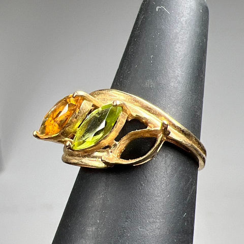 14K Gold Multi-Gemstone Ring Size 8 3.39g Missing Stone