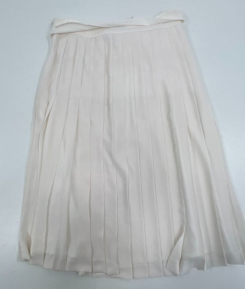 NWT Banana Republic Ivory Pleated Tie Waist Midi Skirt Women's Size 12