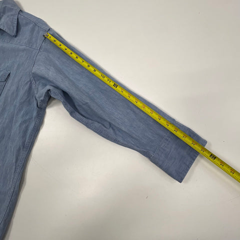 Vintage 90s Carhartt Rugged Wear Chambray Western Pearl Snap Shirt Sz XL