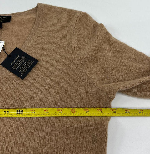 NWT Charter Club Heather Camel Cashmere V-Neck Pullover Sweater Women's M