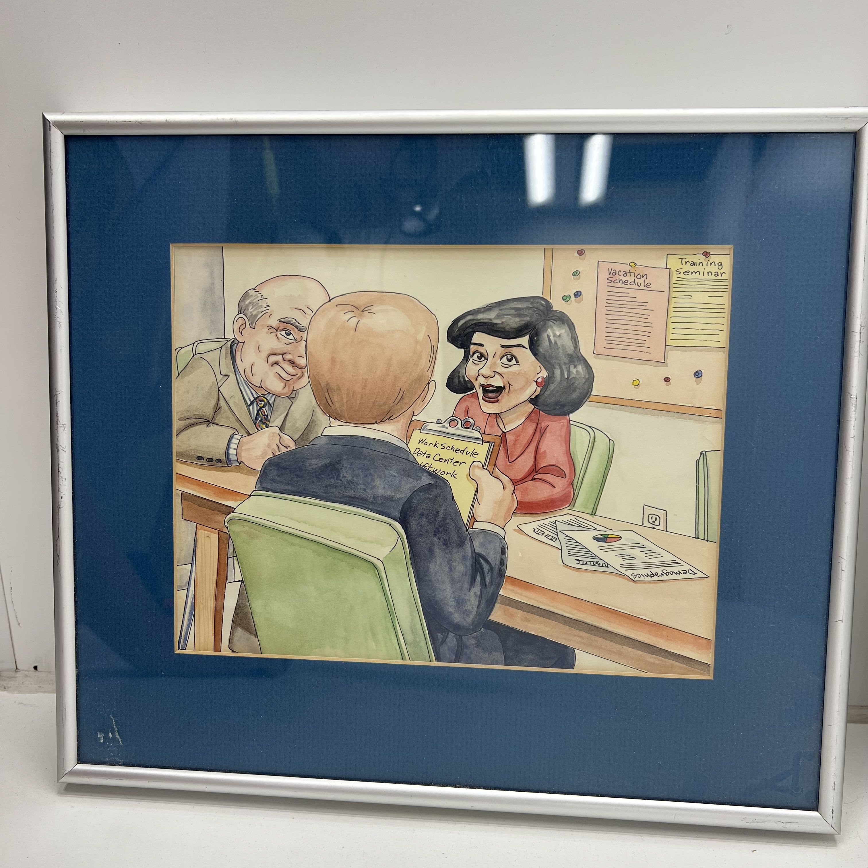 Vintage 80s SynchroTech Shift Work Comic Art Print Lot of 4 Framed Signed