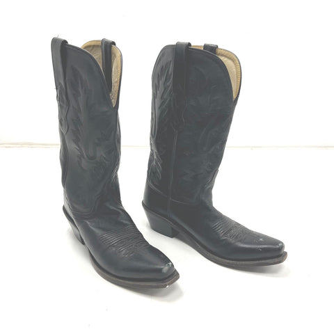 Old West LF1510 Women's Black Leather Snip Toe Western Cowboy Boots