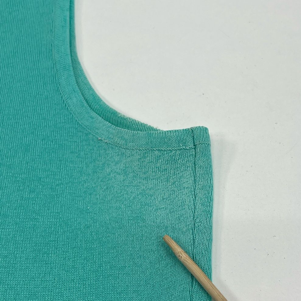Women's Ming Wang Teal Knit Black Accent Tank Top 100% Acrylic - Size Large