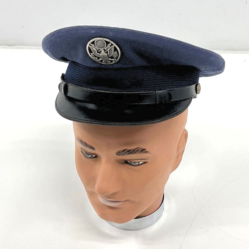 Collectible Vintage Blue & Black US Military Officer Uniform Hat 7 1/3 HL