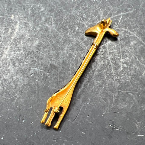 Carol Lee Black Enamel Giraffe Gold Tone Brooch