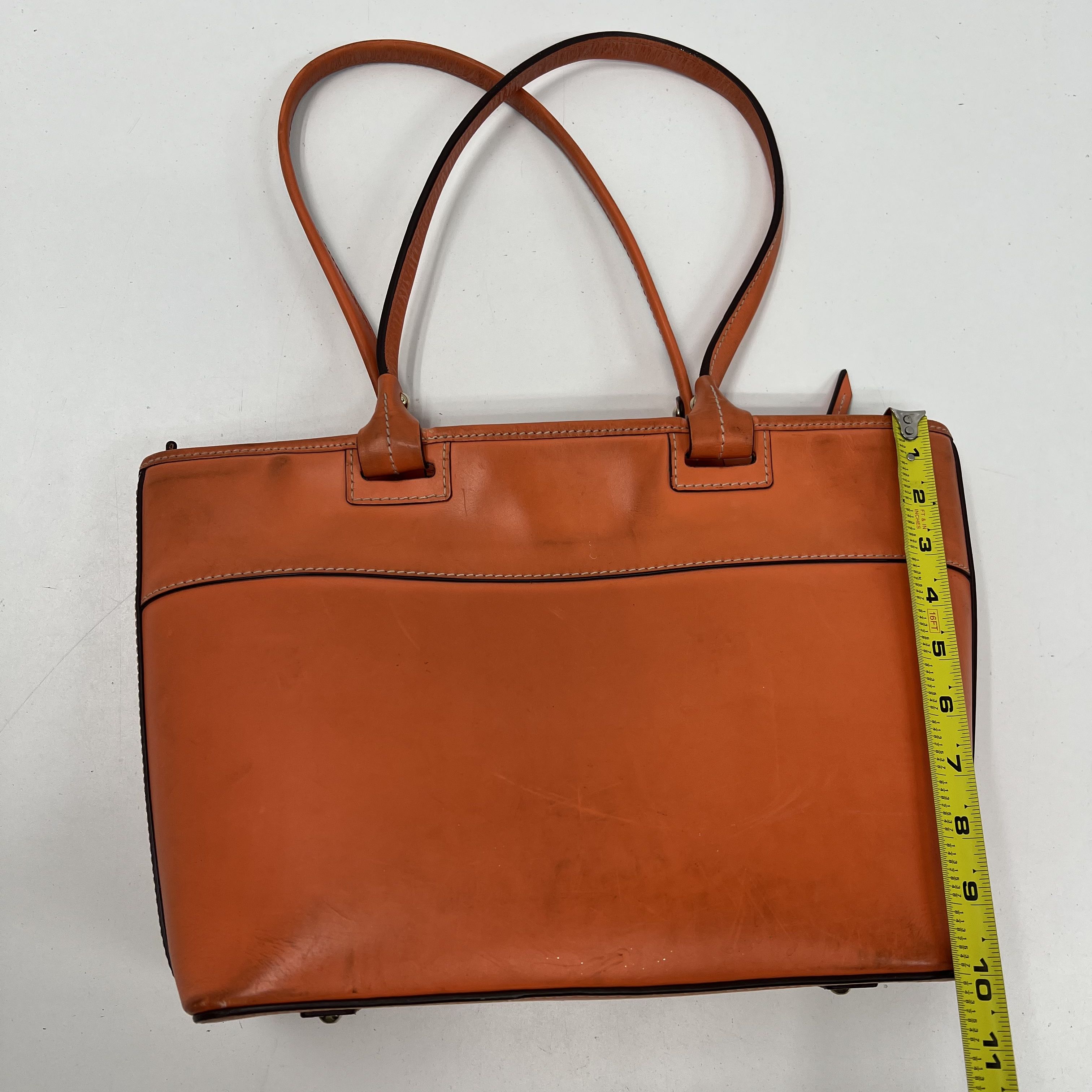 Dooney & Bourke Smooth Leather Small Shopper Tote Bag Orange Authenticated