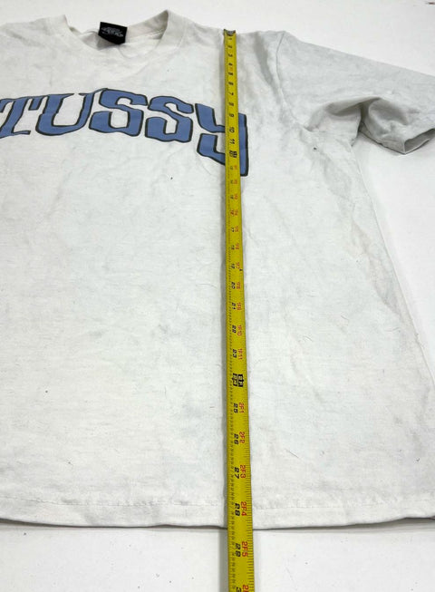 Stussy Spellout Logo Graphic T-Shirt Streetwear Skate White Sz M