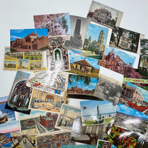 Large Lot Vintage Postcards Mixed US & International Travel Souvenir Blank