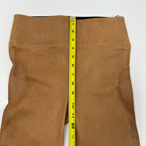 SPRWMN Tan Leather High Rise Skinny Ankle Leggings Pants Women's S NWT