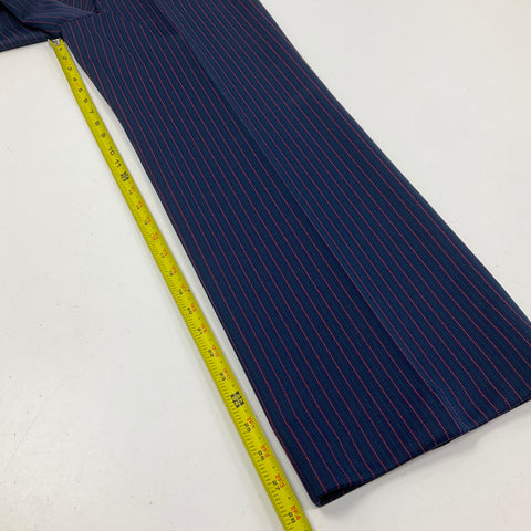 Vintage 70s John's Girl Navy Red Pinstripe Polyester Pants Suit Set Women's