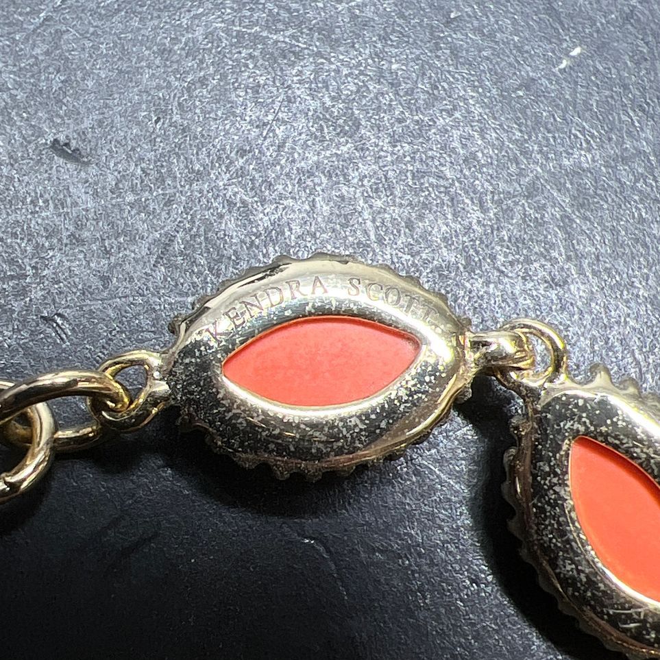 Kendra Scott Orange Multifaceted & Gold Tone Tennis Bracelet