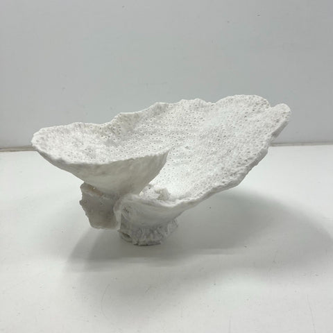 Large White Faux Coral Decorative Bowl Sculpture Coastal Nautical Centerpiece