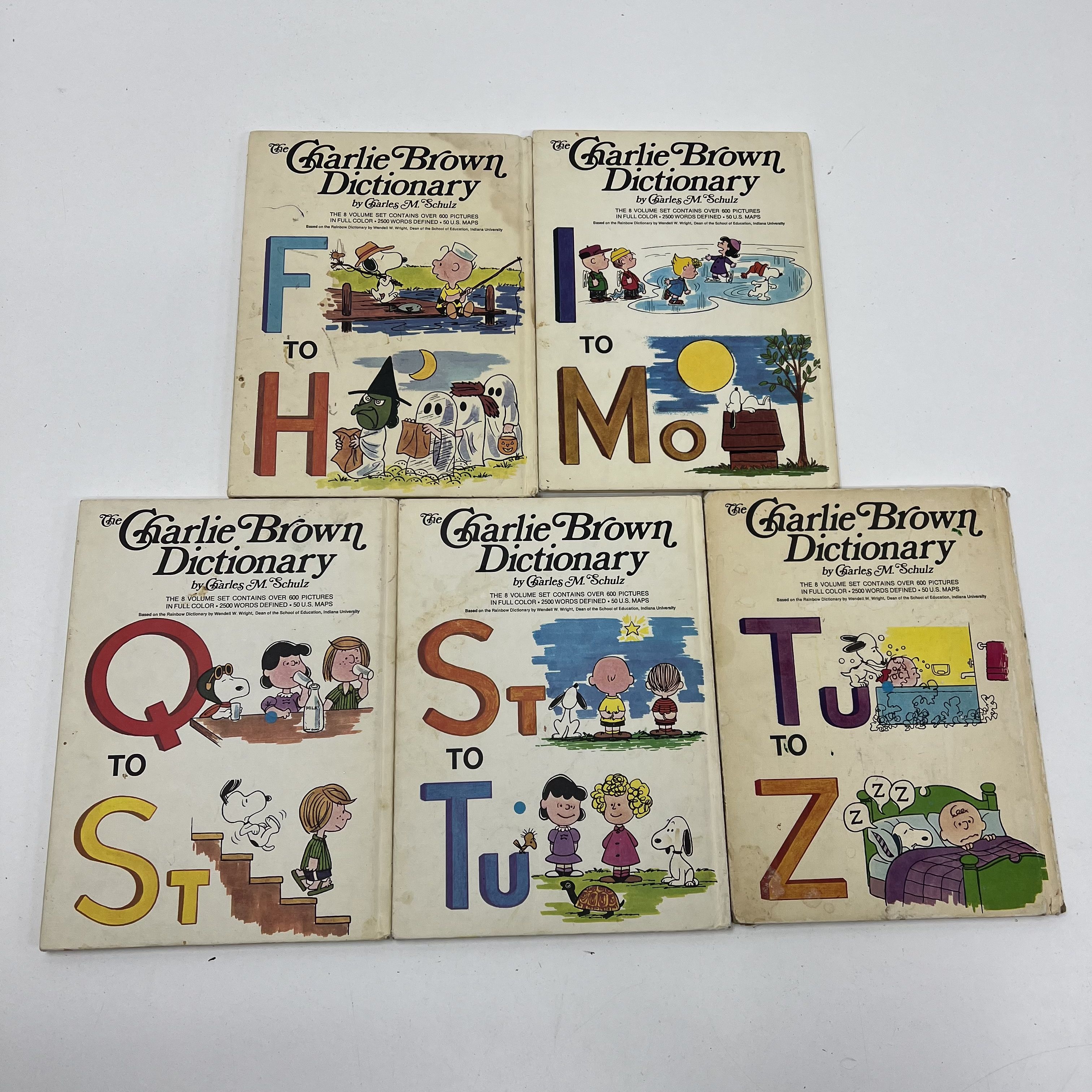 Vintage 1973 Charlie Brown Dictionary Partial Set Lot 5 Books Charles M Schulz