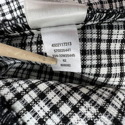 WHBM NWT Black White Mini Plaid Band Collar Jacket Women's Size 14