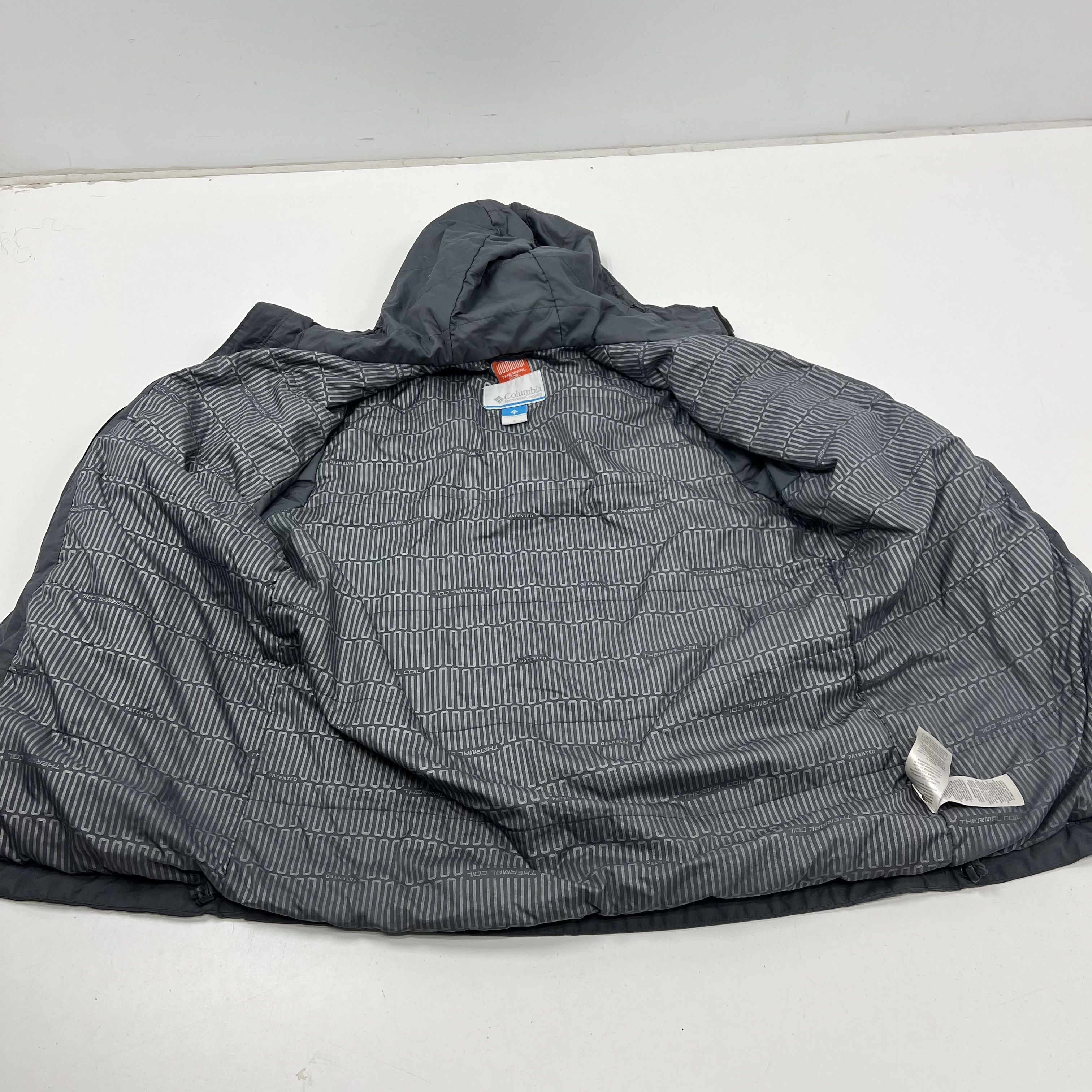 Columbia Gate Racer Thermal Coil Hooded Insulated Jacket Gray Black Men's S
