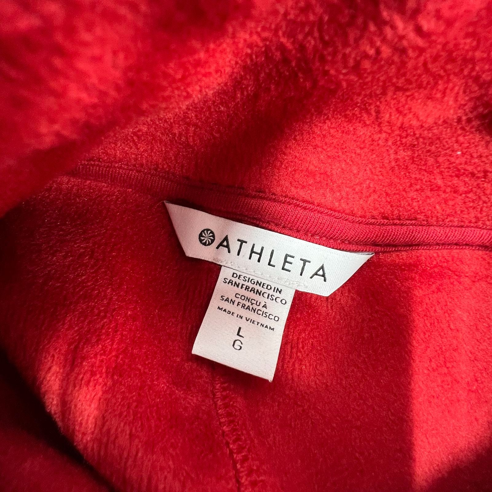 Athleta Red Cozy Karma Mock Neck Fleece Lined Dress Women's L NWT