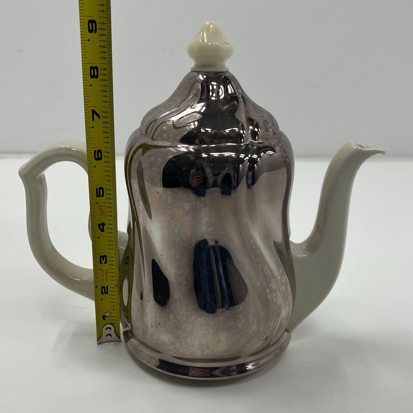 Vintage Porcelain Teapot with Insulated Silverplated Metal Cover