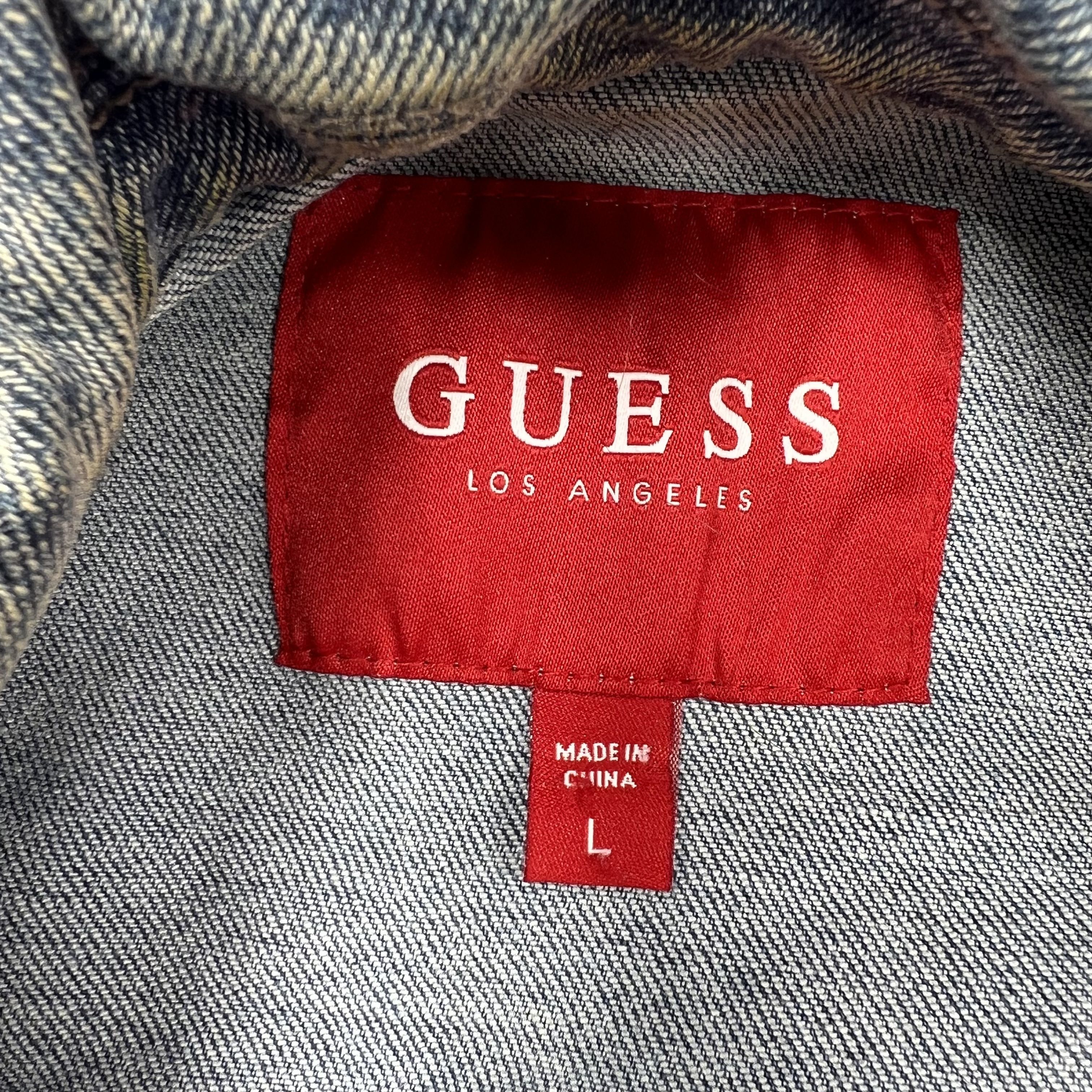 Guess Light Blue Acid Wash Trucker Cut Off Denim Vest Men's Size L