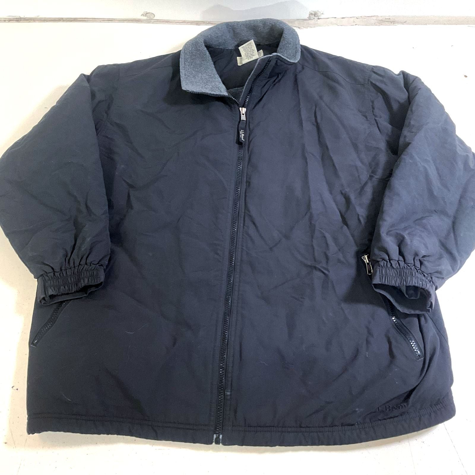 Vintage 90s L.L. Bean Black Fleece Lined Warm Up Jacket Womens Size 1X