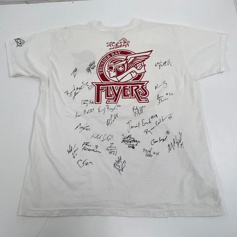 Vintage 90s Thunder Bay Flyers Jr Hockey Team Autographed T-Shirt Sz XL