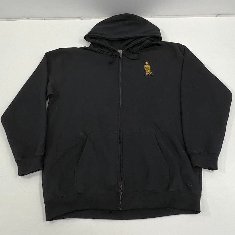Unisex 2008 Oscars Awards Full Zip Plain Black Hoodie - Size Large