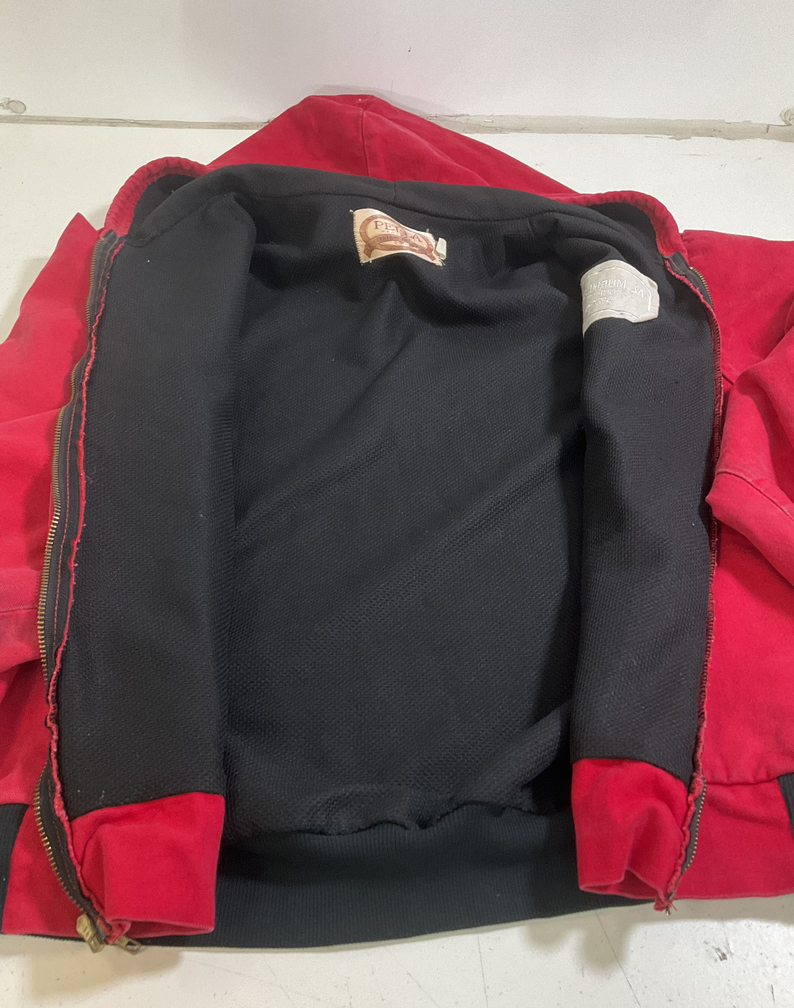 Vintage 80s Pella Red Hooded Thermal Lined Work Jacket Men's XL USA Made