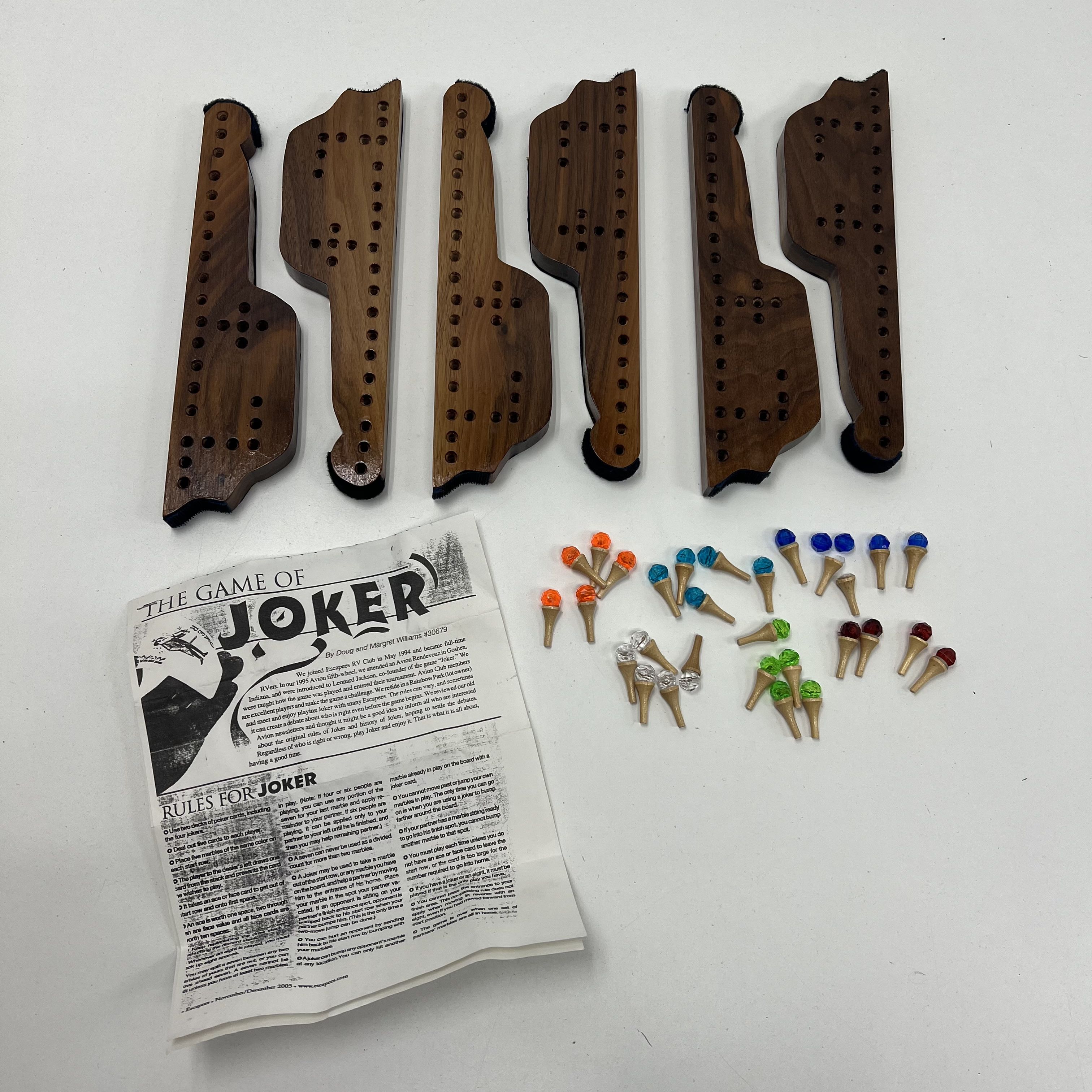 The Game of Joker Wooden Boards Pegs Games 6 Player Pieces Instructions