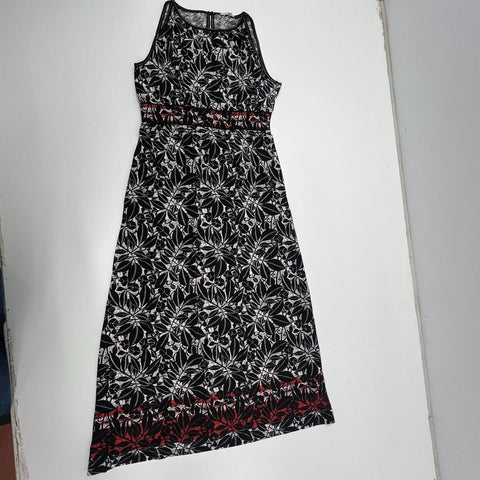 Max Studio NWT Black White Red Leaf Print Halter Asymmetrical Dress Women's L