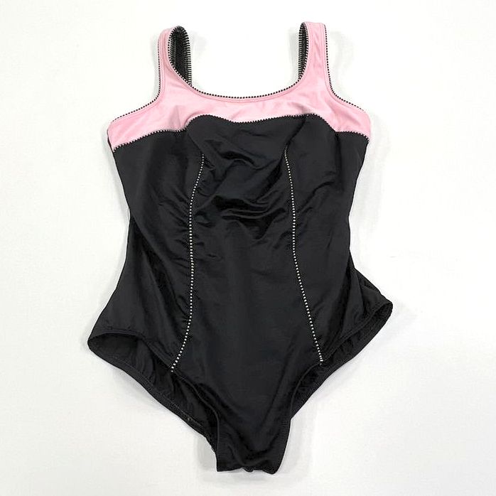 VTG Women's Miracle Suit Black & Pink Swimsuit Underwire Support - Size 16W