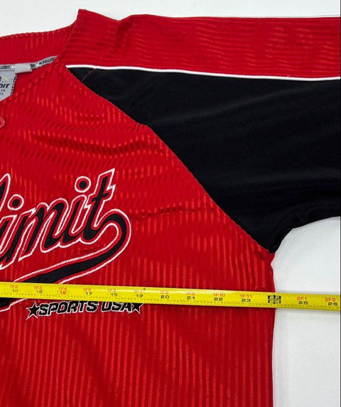 Vintage 90s No Limit Red Black All Star 1999 Script Logo Baseball Jersey Men's