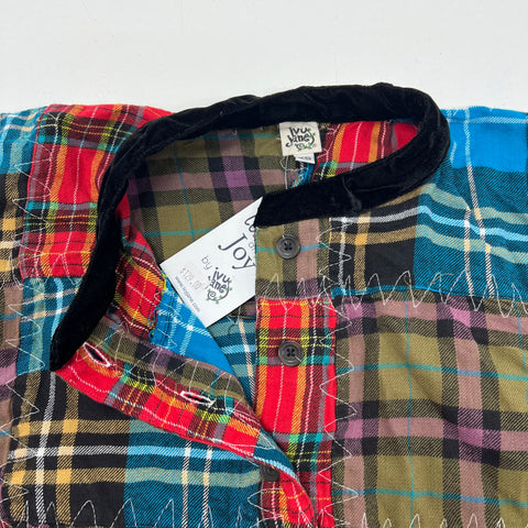 NWT Ivy Jane Comfort & Joy Plaid Patchwork Dolman Sleeve Top Womens XS