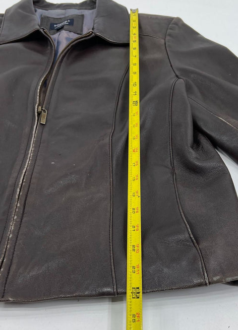 Sonoma Brown Lambskin Leather Full Zip Jacket Women's L